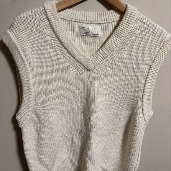 Zara White Ribbed Knit Oversized Sweater Vest- Size Small - Picture 3 of 8